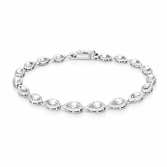 Bracelet Mabel Created With a Pear-Shaped White Sapphire