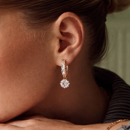 Lumière Pavé Drop Earrings with Aqua Blue Crystal