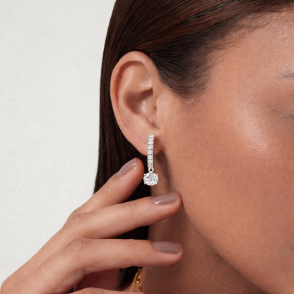 Lumière Pavé Hoop Earrings with Round Drop