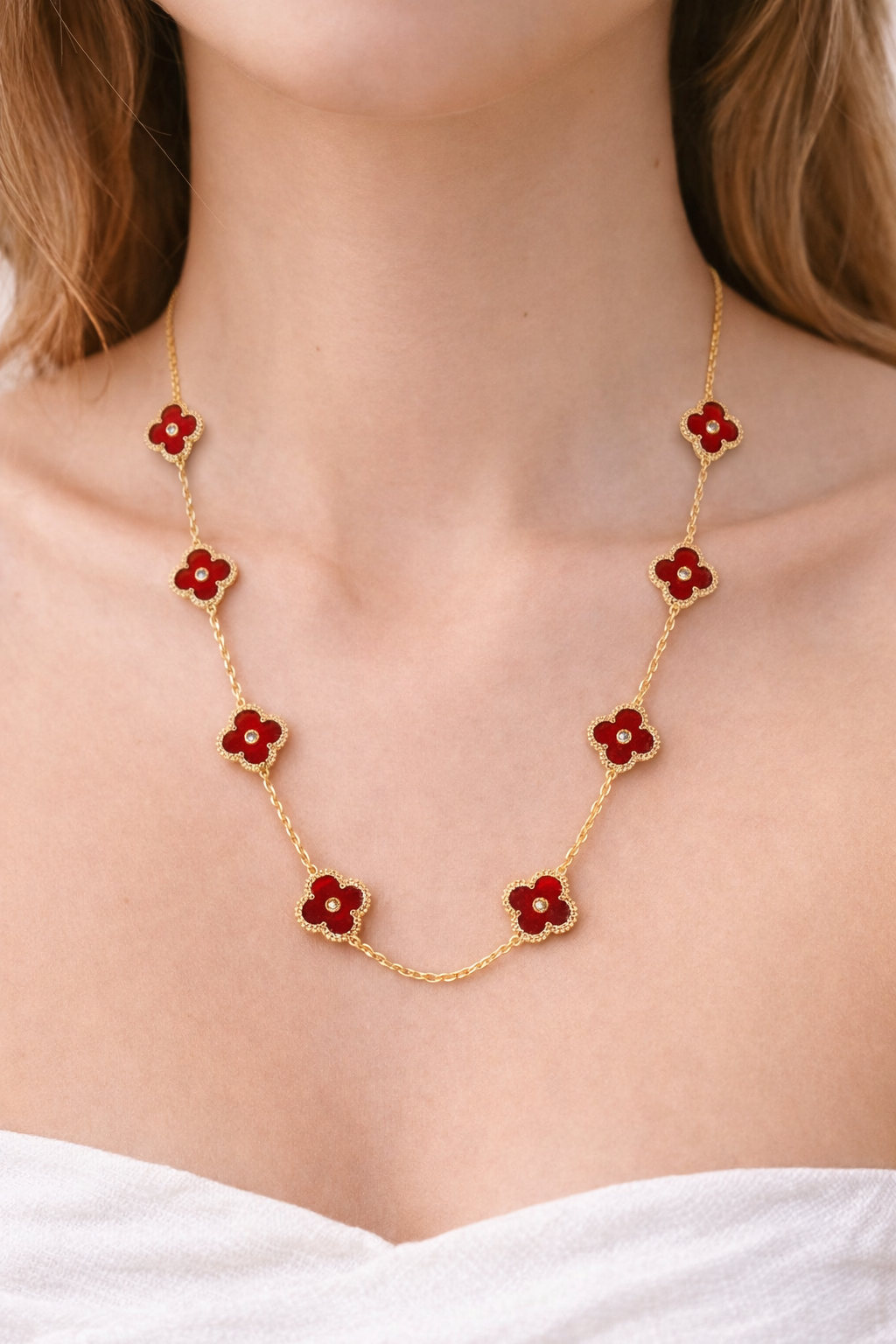 Fortuna Clover Eight Pavé – Red