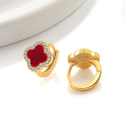 Fortuna Single Clover Pavé Earrings