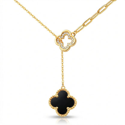 Lueur Lariat Clover Pavé Necklace