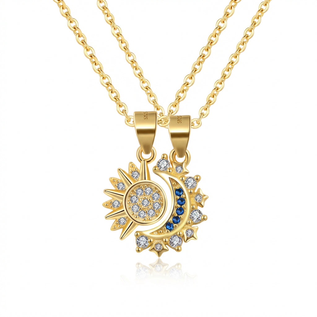Sol & Luna Set Celestial Dual Pendant Necklaces