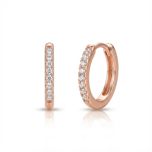 Lumière Rose Gold Pavé Hoop Earrings