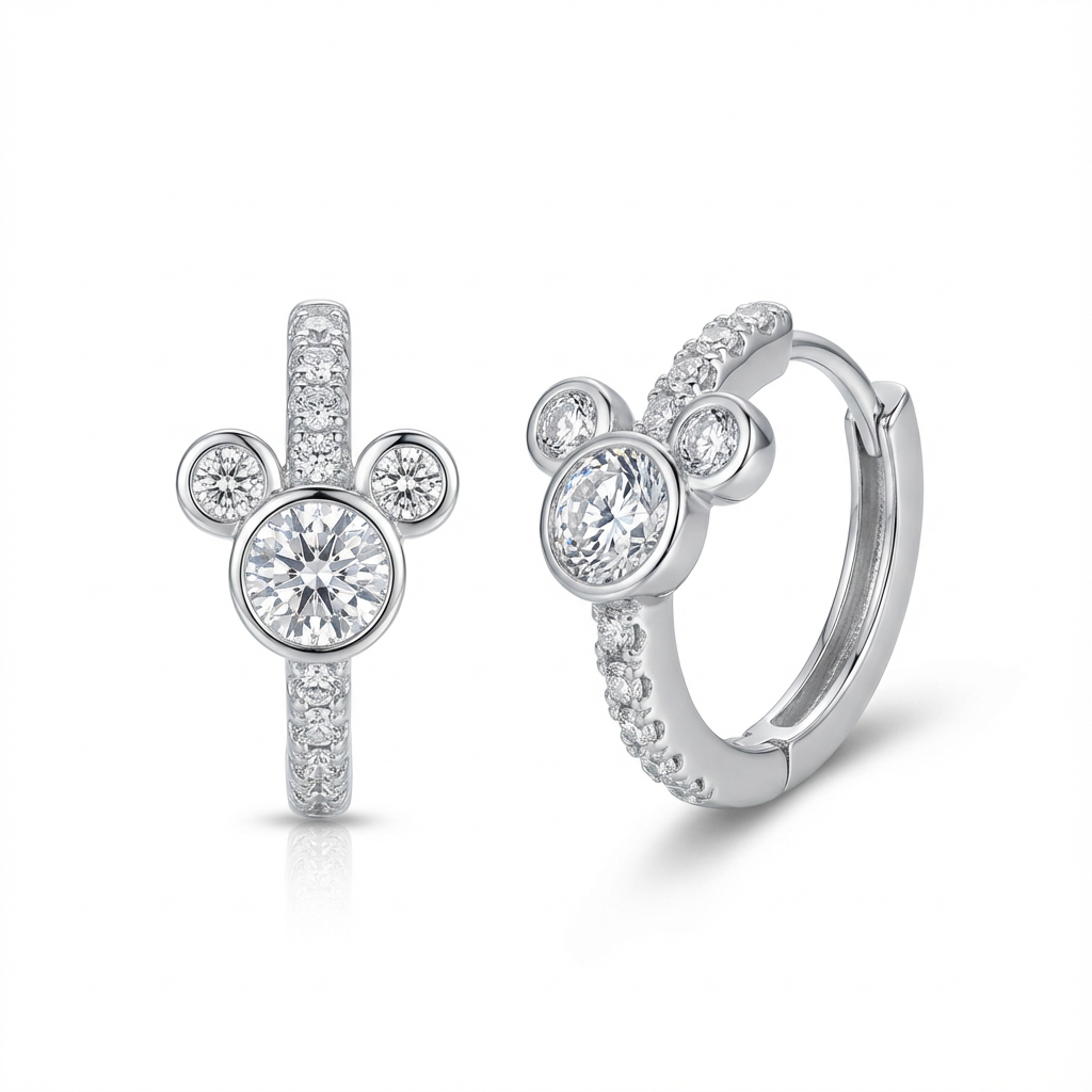 Lumière Pavé Hoop Earrings with Triple Crystal Motif