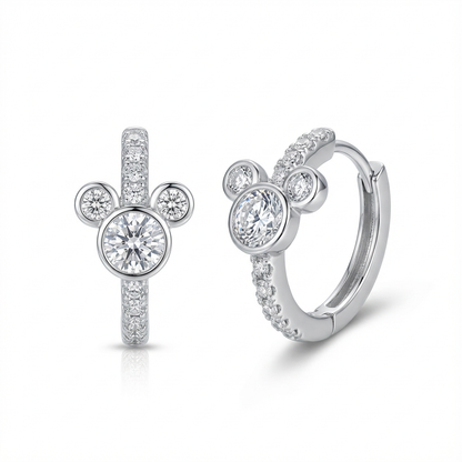 Lumière Pavé Hoop Earrings with Triple Crystal Motif