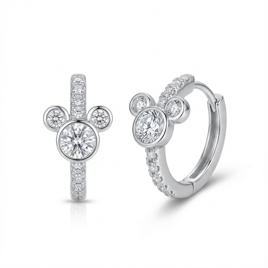 Lumière Pavé Hoop Earrings with Triple Crystal Motif