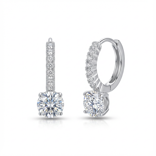 Lumière Pavé Hoop Earrings with Round Drop