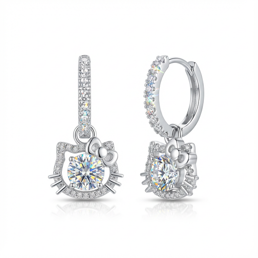 Lumière Pavé Hoop Earrings with Feline Bow Halo