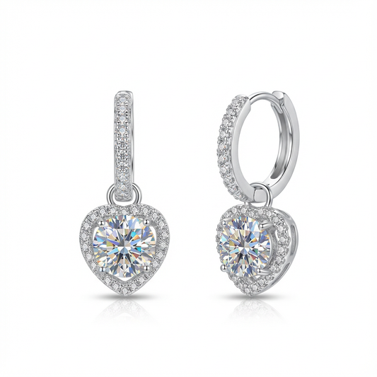 Lumière Pavé Hoop Earrings with Heart Halo Drop