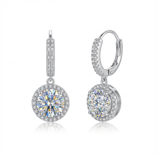 Lumière Pavé Halo Drop Earrings