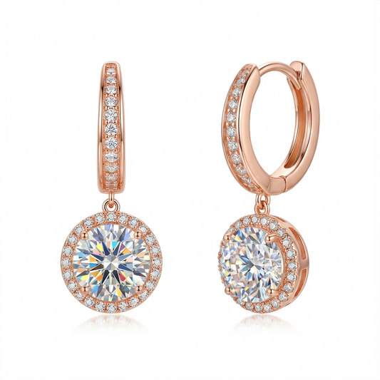 Lumière Decorative Halo Drop Earrings – Rose Gold