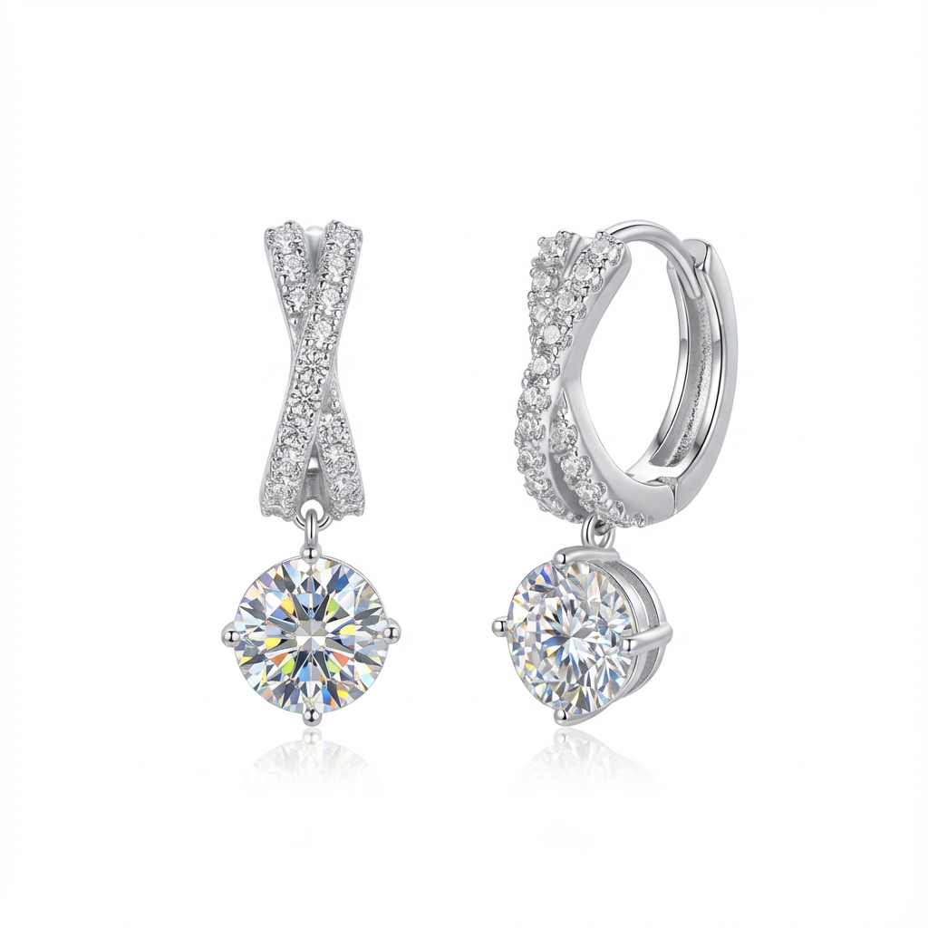 Lumière Twisted Pavé Drop Earrings