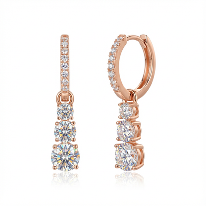 Lumière Triple Drop Pavé Earrings – Rose Gold