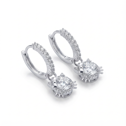 Lumière Pavé Hoop Earrings with Cat-Shaped Crystal