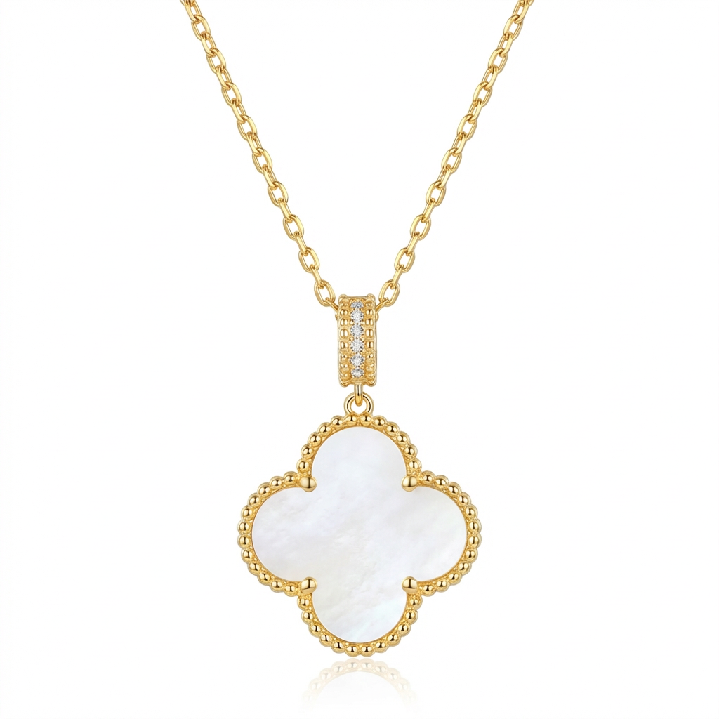 Mabel White Clover Inlay Necklace