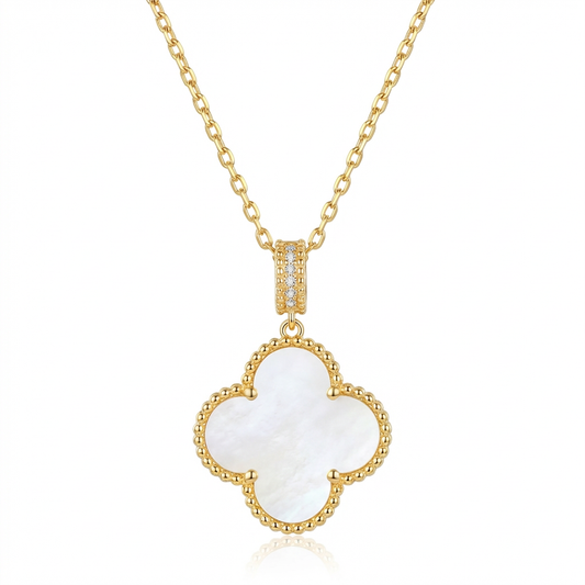 Mabel White Clover Inlay Necklace