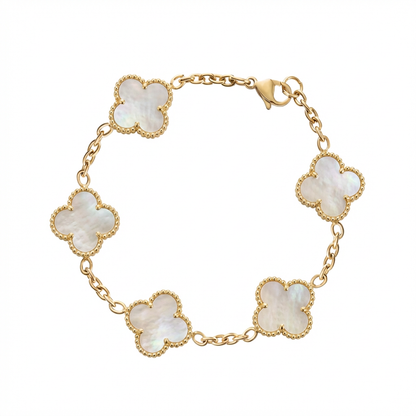 Mabel Clover White Bracelet – Gold