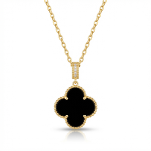 Mabel Black Clover Inlay Necklace
