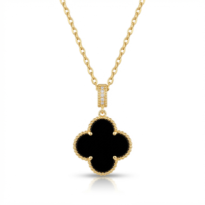 Mabel Black Clover Inlay Necklace