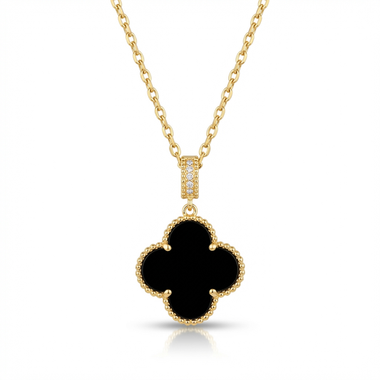 Mabel Black Clover Inlay Necklace