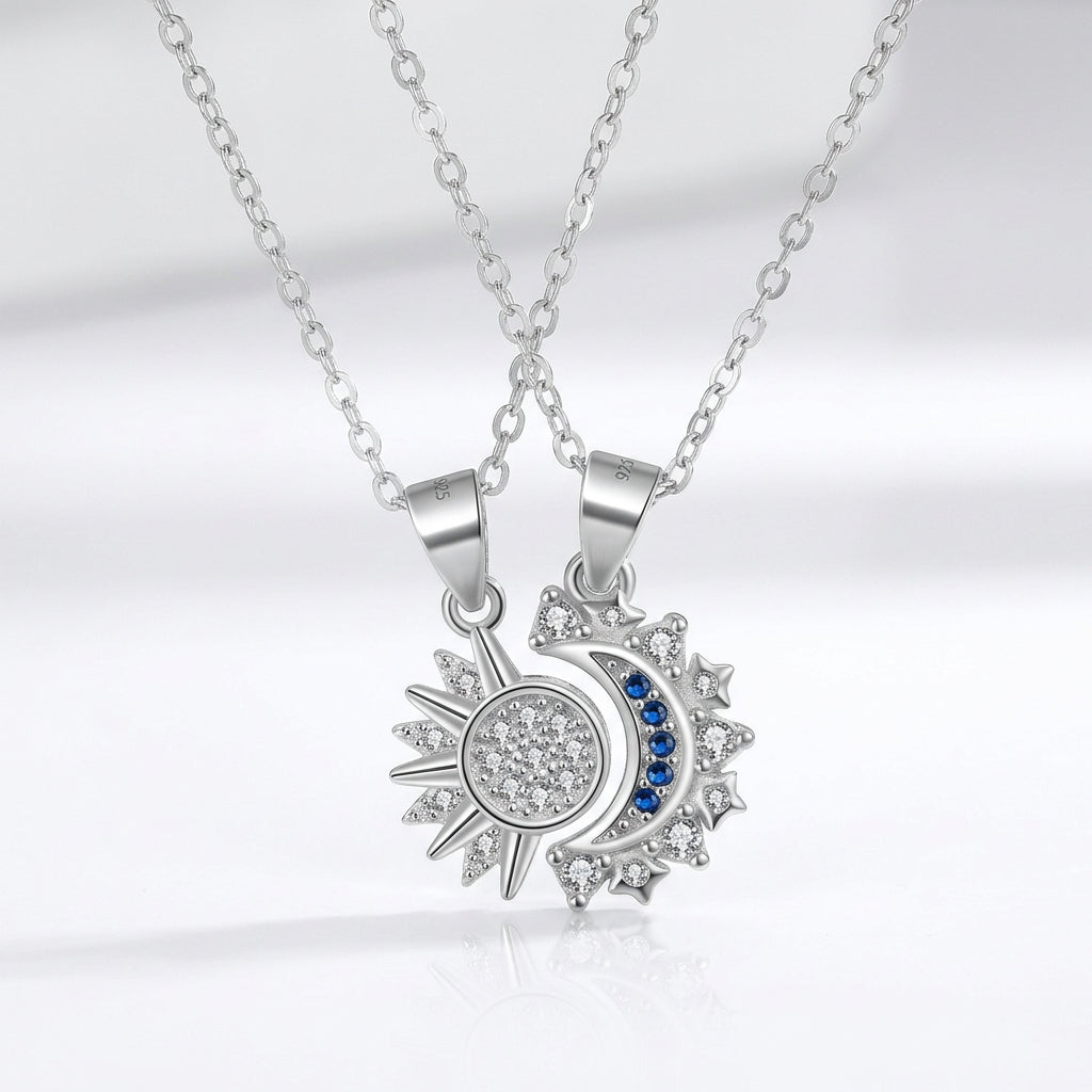 Sol & Luna Set Celestial Dual Pendant Necklaces