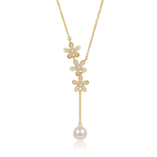 Floréa Drop Necklace Pearl Accent Pendant