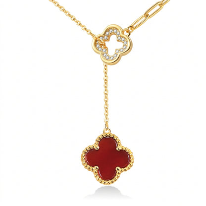 Lueur Lariat Clover Pavé Necklace
