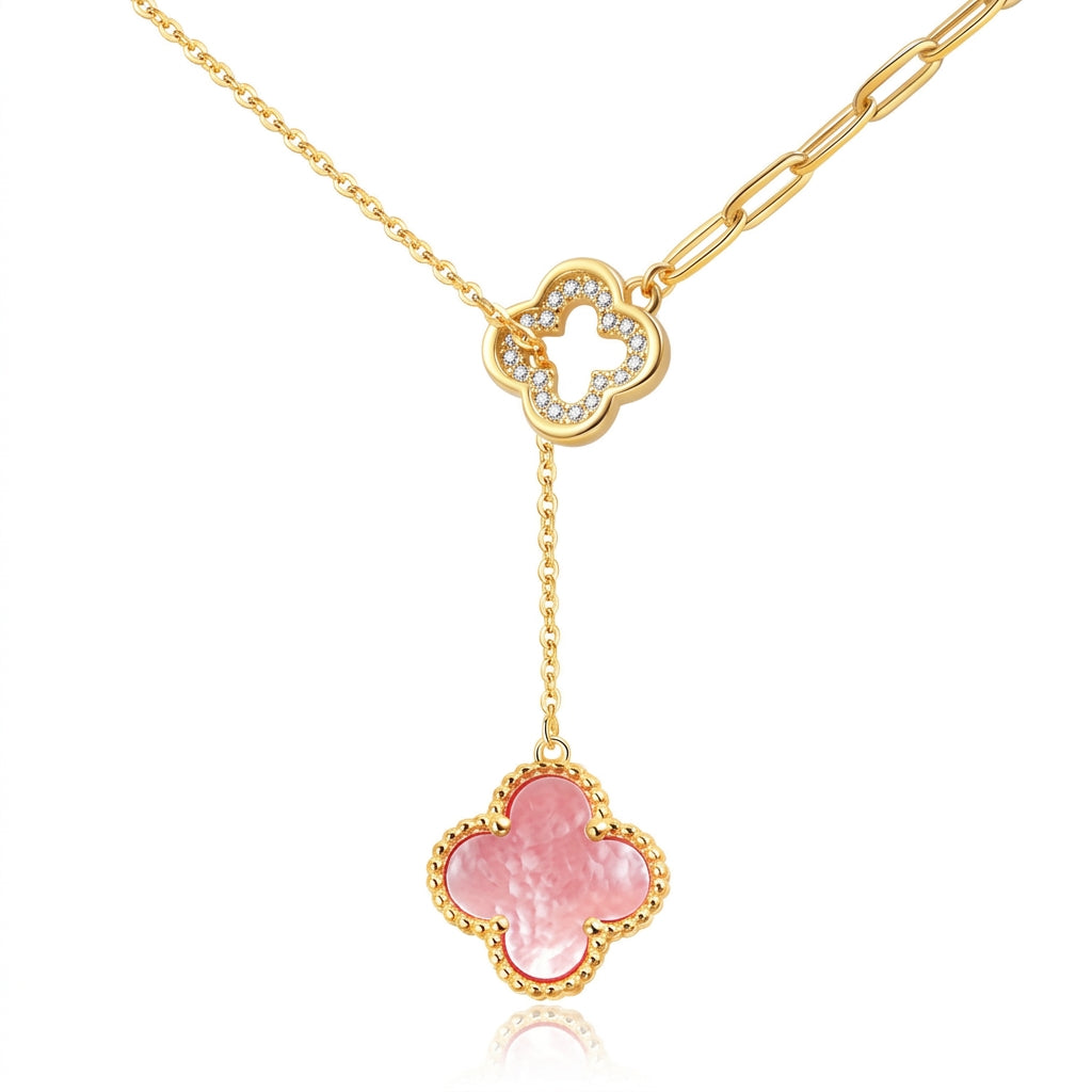 Lueur Lariat Clover Pavé Necklace