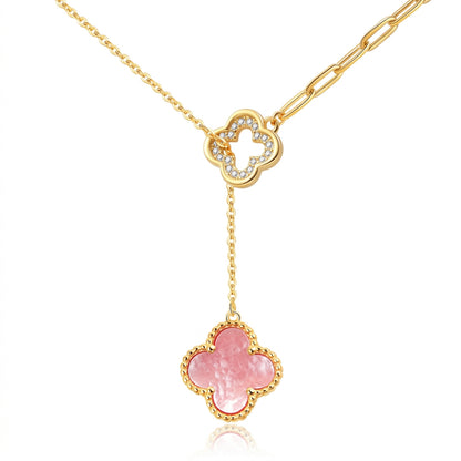 Lueur Lariat Clover Pavé Necklace