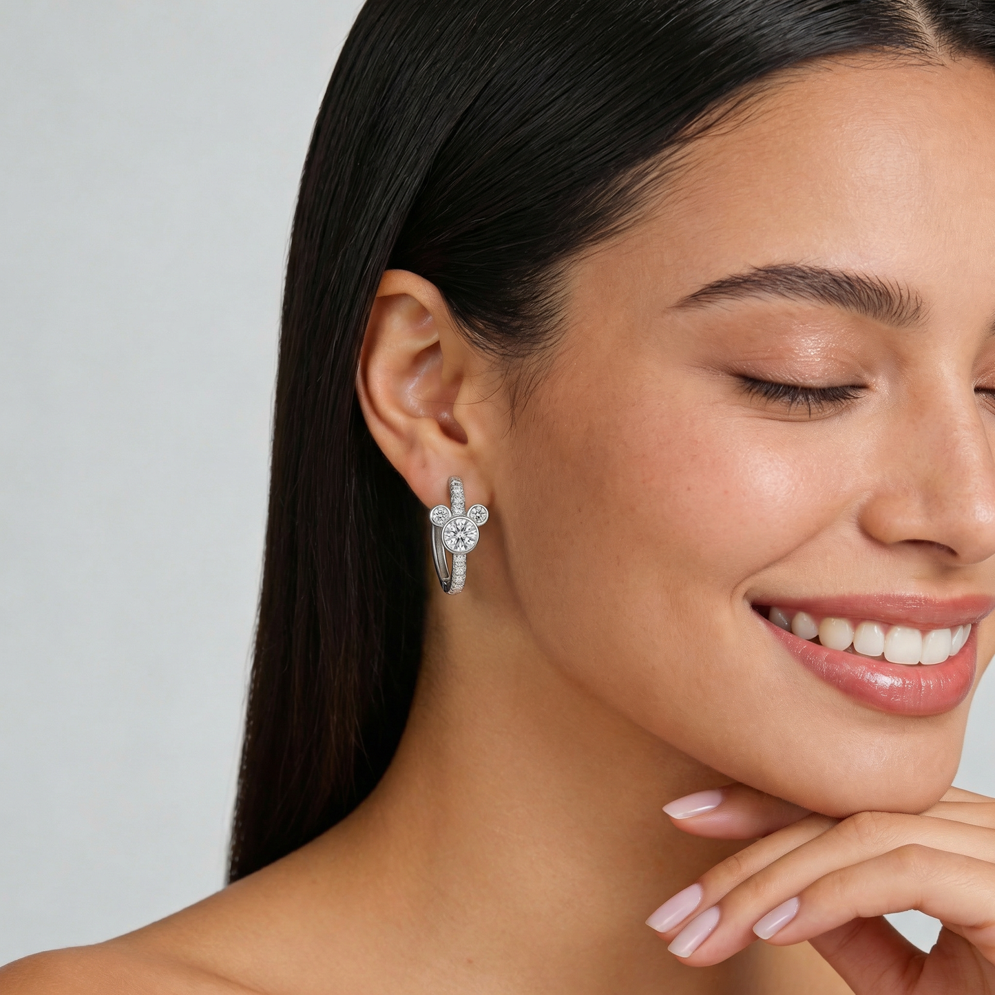 Lumière Pavé Hoop Earrings with Triple Crystal Motif