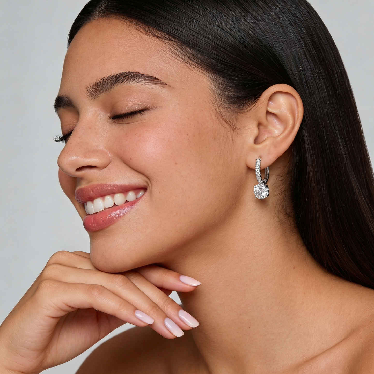 Lumière Pavé Hoop Earrings with Round Drop