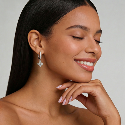 Lumière Geometric Halo Drop Earrings