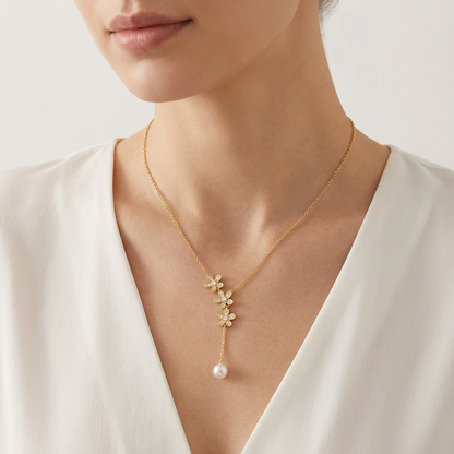 Floréa Drop Necklace Pearl Accent Pendant