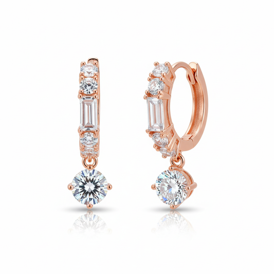 Lumière Pavé Drop Earrings with Aqua Blue Crystal