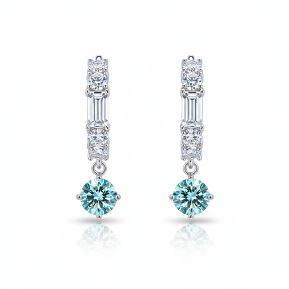 Lumière Pavé Drop Earrings with Aqua Blue Crystal